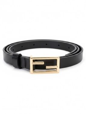 Designer Inspired Black Belt Gold Buckle Minimalist Luxe Waist Belt